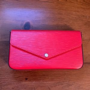 Red Epi Leather Louis Vuitton Felice Pouchette with inserts-excellent condition!